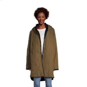 Cost Plus World Market Olive Quilted Puffer Jacket